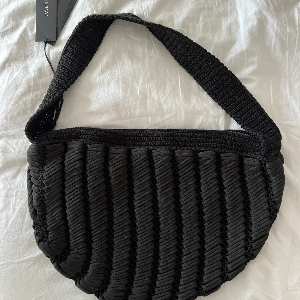 Joseph, Black Crossbody Bag Hand-woven cotton shoulder bag, black (SR$405)